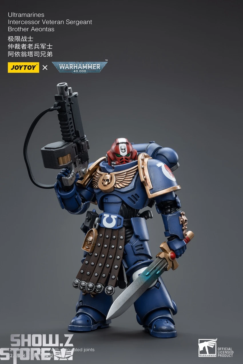 JoyToy Source 1/18 Warhammer 40K Ultramarines Intercessor Veteran Sergeant Brother Aeontas - Image 2