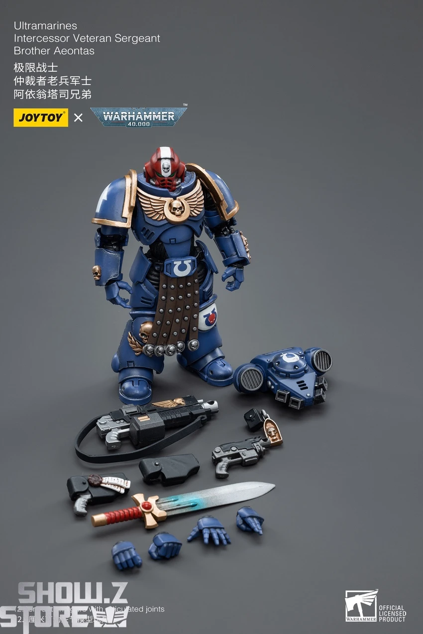 JoyToy Source 1/18 Warhammer 40K Ultramarines Intercessor Veteran Sergeant Brother Aeontas - Image 9